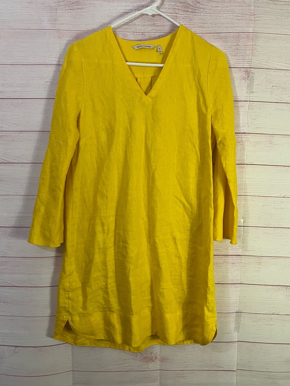 Soft‎ Surroundings 100% Linen Shift V-Neck Dress Size PS